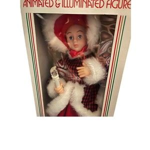 VTG Christmas Caroler Doll Girl Candle Animated Illuminated Woolworth Battery